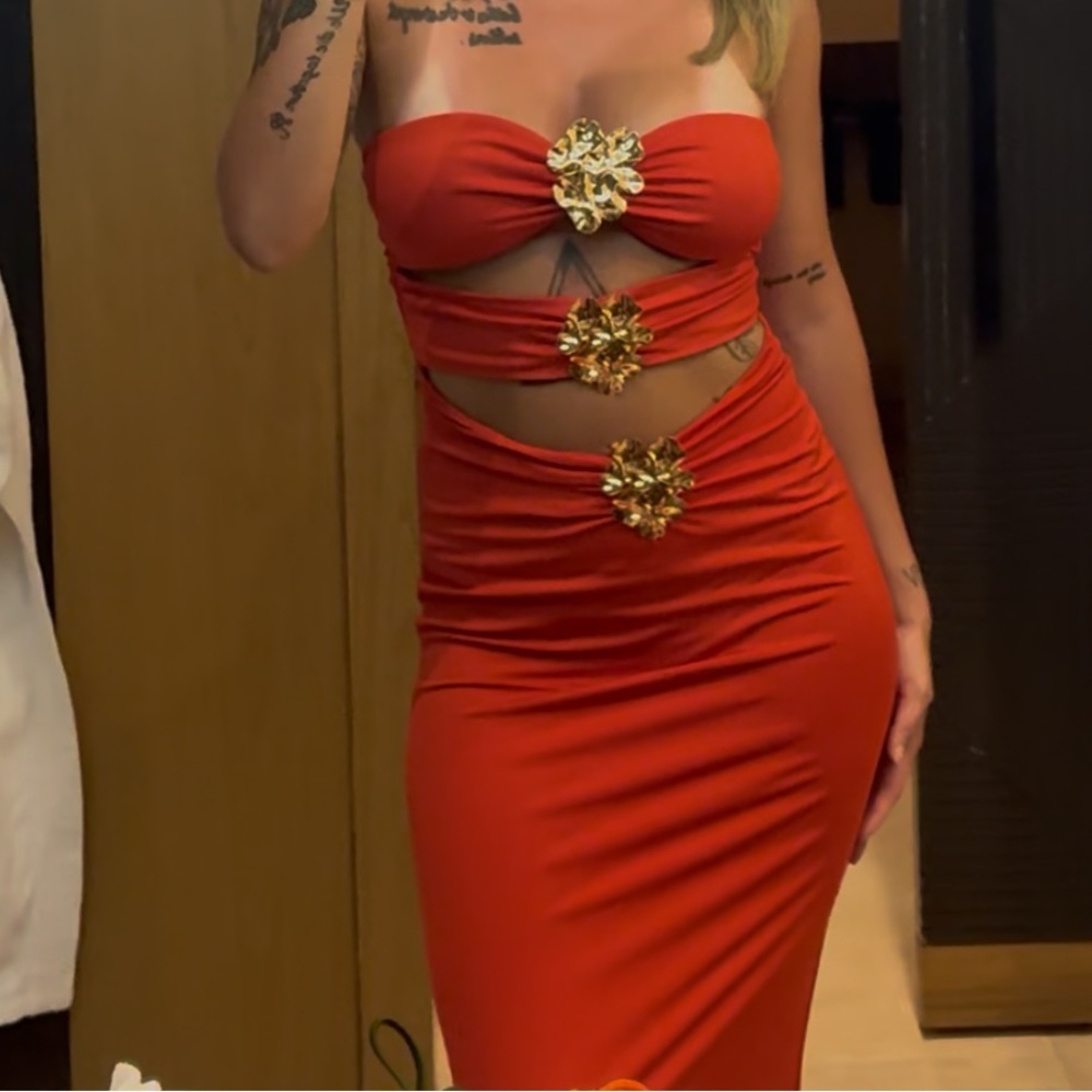 Peppermayo Strapless Maxi Dress - Red